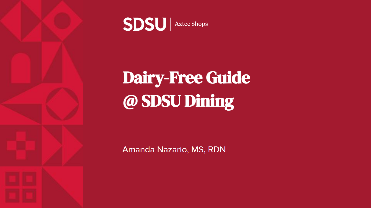 Dairy-Free Guide @ SDSU Dining